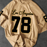 Men's Los Angeles 78 Graphic Tee - Casual Loose Fit, Black Polyester Short Sleeve T-Shirt with Bold Number Print, Machine Washable