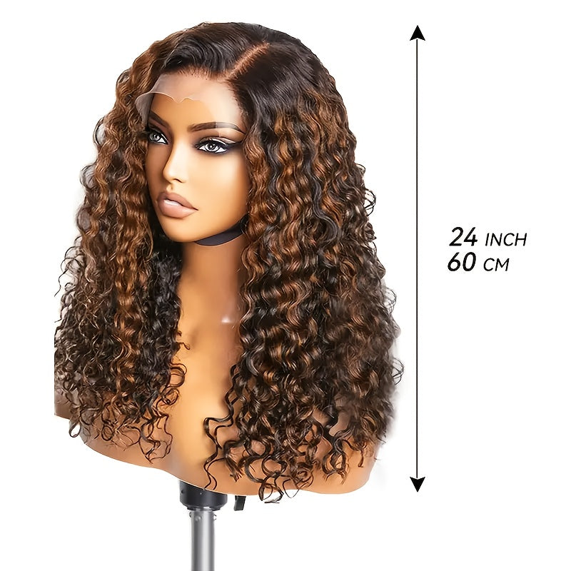 Highlight Lace Front Wig Human Hair 1B/30 Black And Brown Deep Wave Wigs Glueless Wigs Human Hair Pre Cut 13x4 HD Lace Frontal Wig Human Hair Pre Plucked with Baby Hair 200% Density human hair bundles Mother's Day Promotion