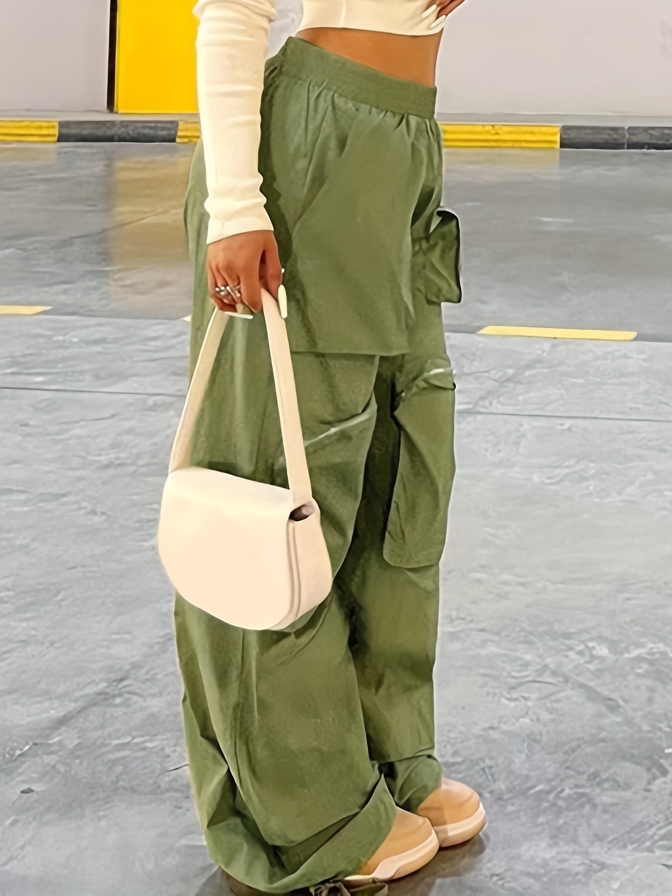 Fashion Y2K Loose Multi Pocket Zipper Pocket Cargo Pants, Casual Sports Loose Wide Leg Pants For Hiking, Women's Athleisure
