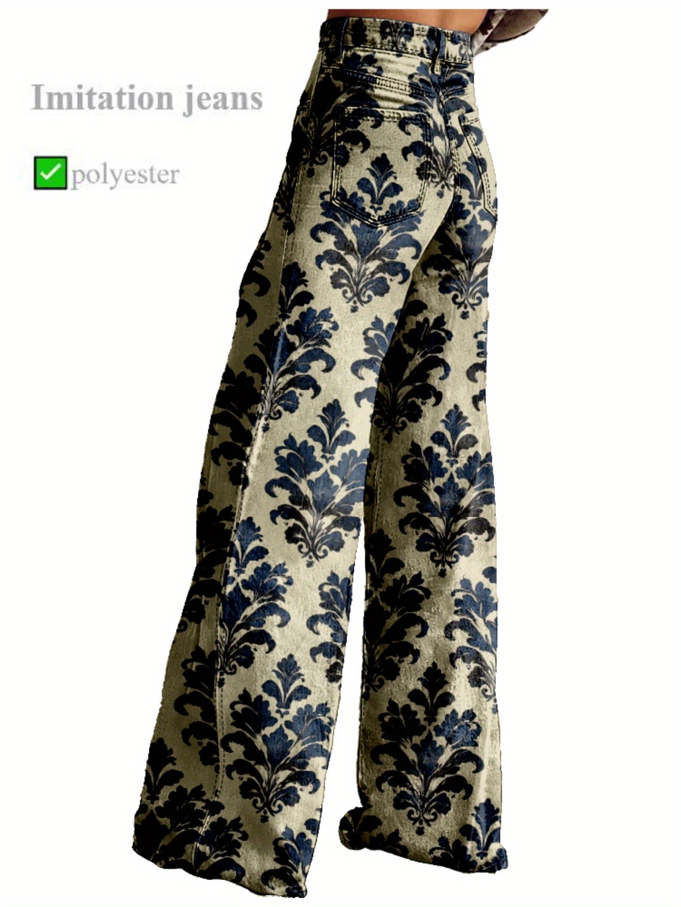 Y2K High Waisted Flared Wide Leg Pants for Women - 3D Printed Abstract Floral Design, Loose Floor-Length Comfort, Polyester Casual Hip Hop Style, Spring/Autumn Machine Washable