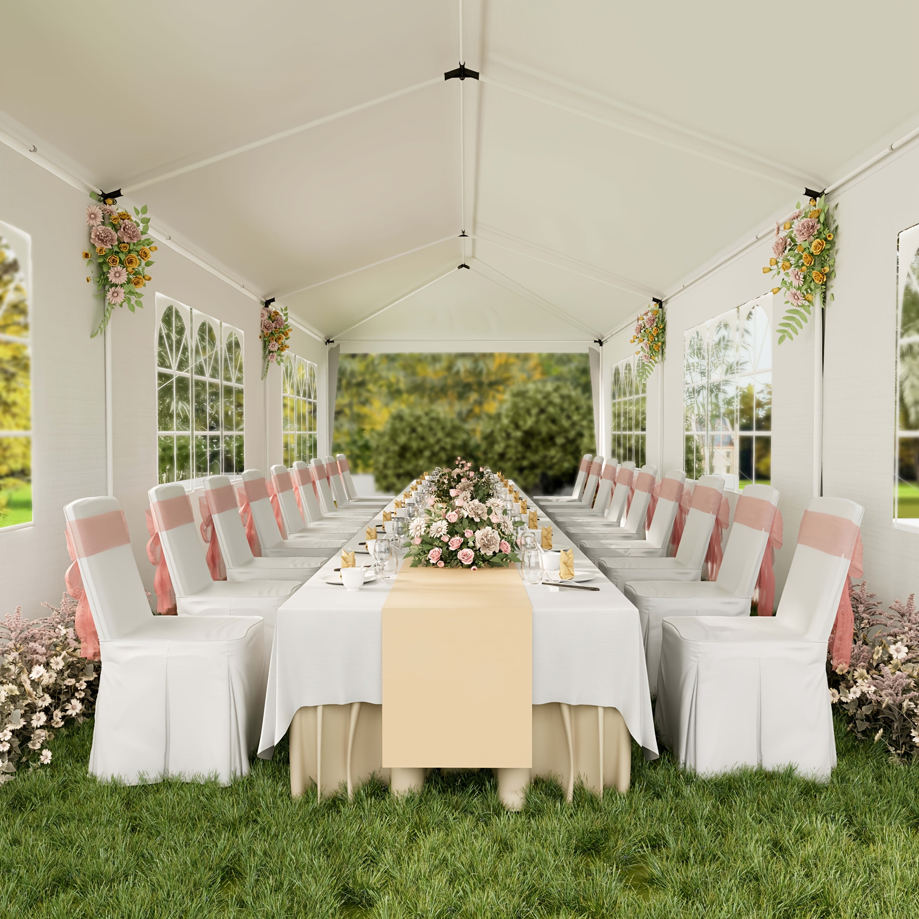 10'x30' Party Tent With 8 Removable Sidewalls & Easy Setup, Instant Canopy For Wedding, Camping, Patio, Outdoor Events