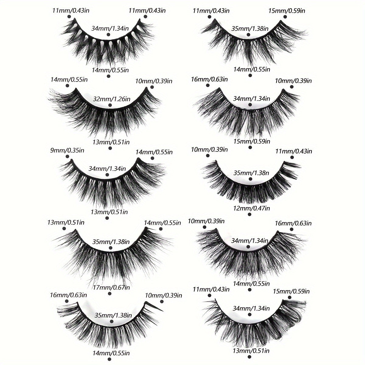 100 Pairs of 3D Mink False Eyelashes Set - Natural, Lengthy, Fluffy, Curled, Dense Multi-Style Mixed Lengths for Daily Travel, Portable Cat Eye Eyelash Extension