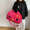 Women's Red Nylon Duffel Bag - Cartoon Design, Large Capacity | Portable & Short Handle | Hand Washable