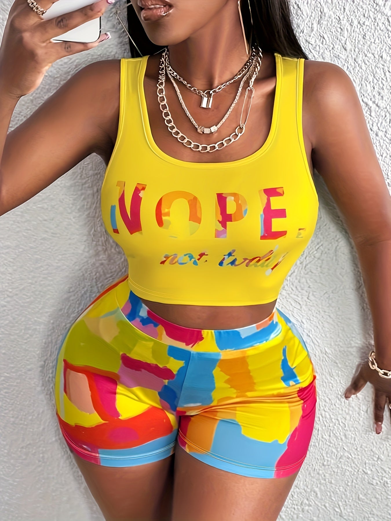 Women's Printed Vest + Shorts Set