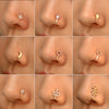 9pcs Non-Piercing Nose Ring Set – Gold-Plated U Shape Nose Clips with Zirconia, Star, Heart & Crown Charms – Stylish No Piercing Required Nose Jewelry for Women & Girls