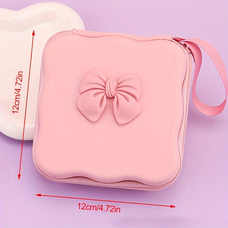 Pink EVA Material 6pcs Bowknot Storage Set - Data Cable Protector with Winding Tool and Anti-Breakage Charger Head Protector - iPhone Accessory Organizer