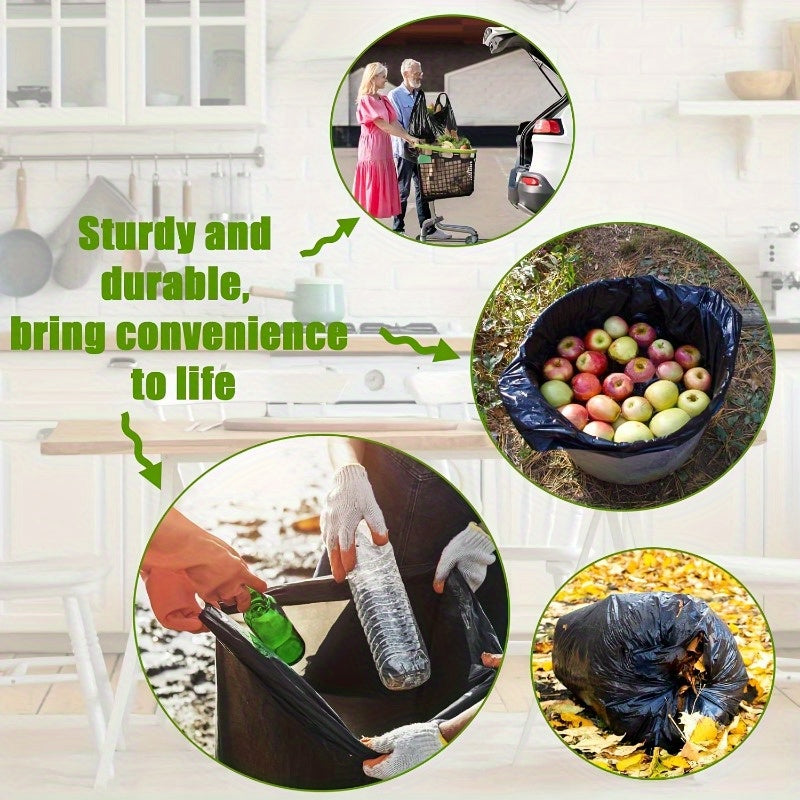 100pcs Black Plastic Bags with Handles, Large Black Supermarket Bags, Black T-Shirt Shopping Bags, Wholesale 20.5"X12.6", 35 Micron Heavy Duty