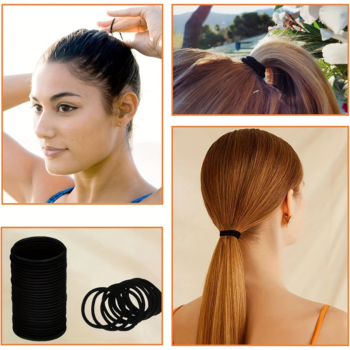 20/30/50pcs Women's Simple Basic Elastic Hair Band Hair Ring, 4mm Durable Ponytail Hair Rope, Suitable for Thick Hair, Curly Hair and All Hair Types