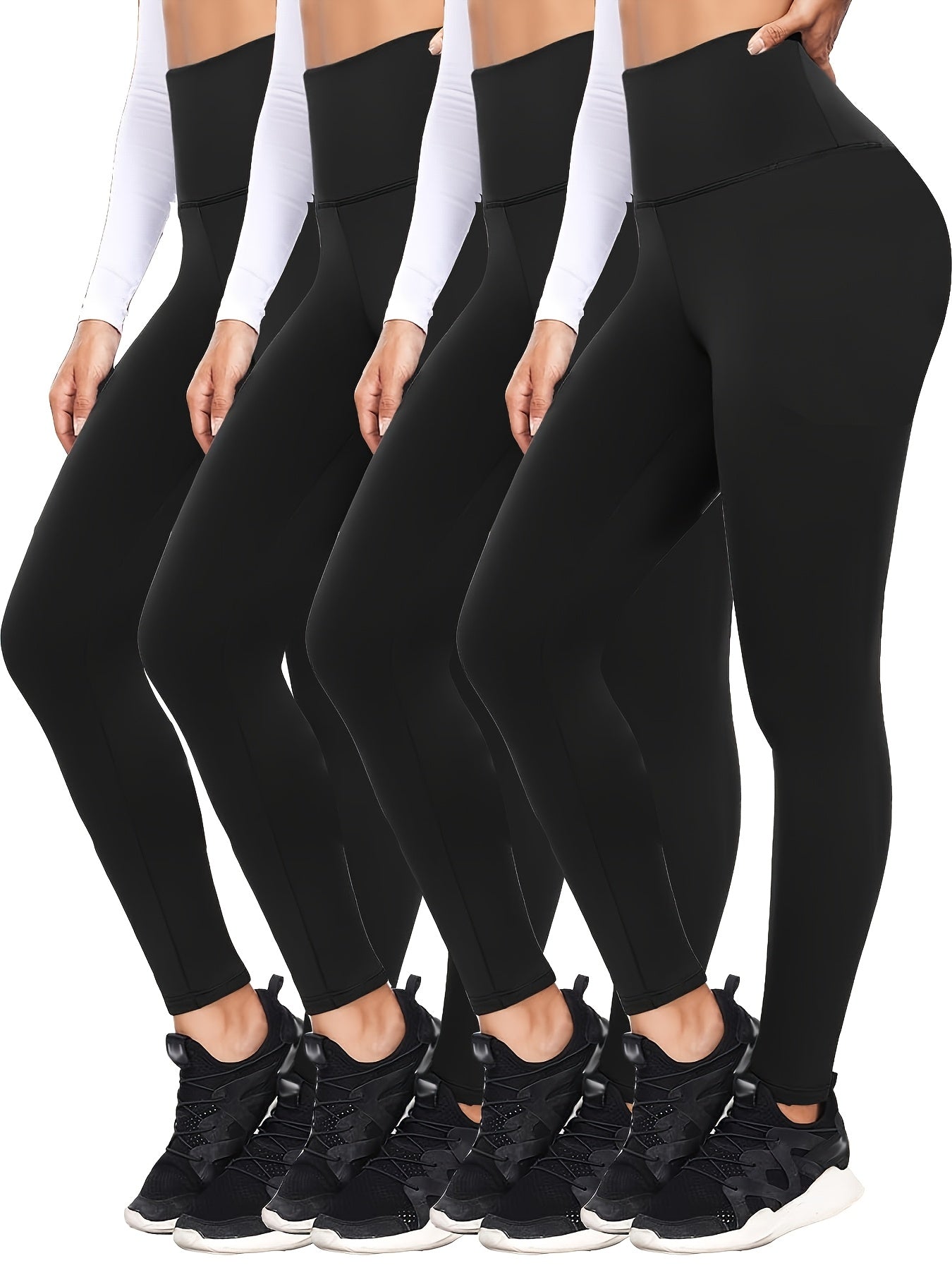 4pcs Set Of Soft And Elastic Women's High Waisted Tight Pants - Comfortable Fitness Yoga Pants, Suitable for Fitness, Exercise, And Daily Wear Casual Pants