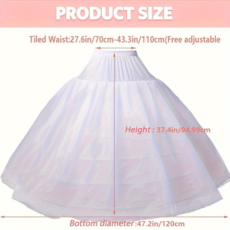 A Women'S Wedding Dress with Built-In Petticoat And Six Hoops, Suitable for Mid-Length, Party Dresses, And Bridal Accessories. It Enhances The Fluffiness of The Wedding Gown, Offers Comfort, Is Dry Cleanable, And Has N