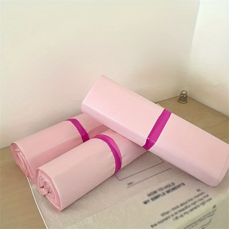 50-Pack Pink Courier Bags, Self-Adhesive Waterproof Mailing Envelopes, Bulk Shipping Bags for Clothes, Books, In-Line Skate Material, Durable Plastic Packaging