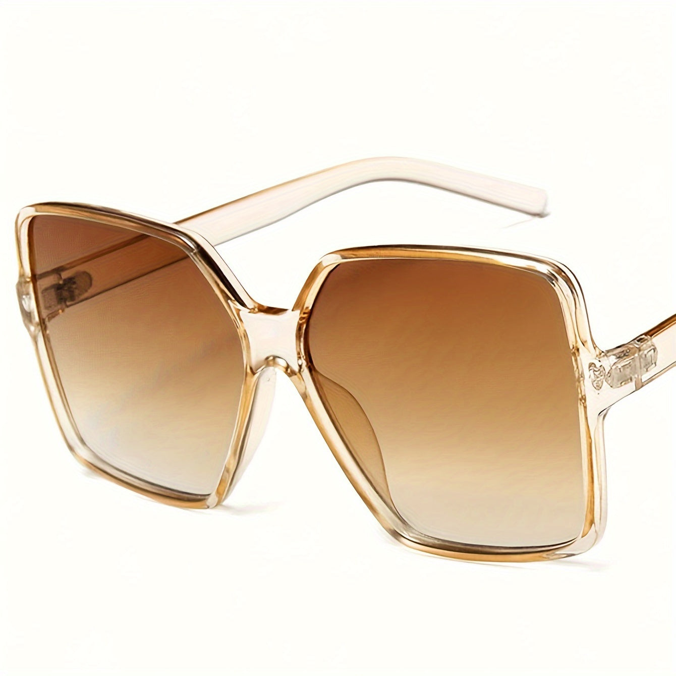[Gradient Square Glasses] Gradient Lens Oversized Square Glasses for Women | Anti-Reflective Plastic Frame PC Material Sports Style for Fishing, Decorative Eyewear with Plastic Hinges