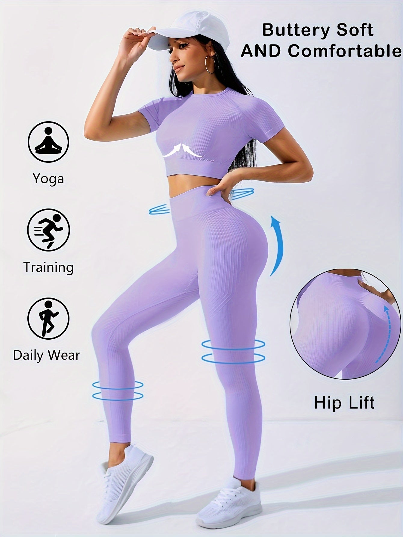 2pcs Sports Set, Short Sleeve Yoga Top & High Waist Running Workout Leggings - Breathable, Moisture-Wicking Fabric - For Women - Perfect for Yoga, Running, Gym & Fitness - Ideal Gift for Active Women