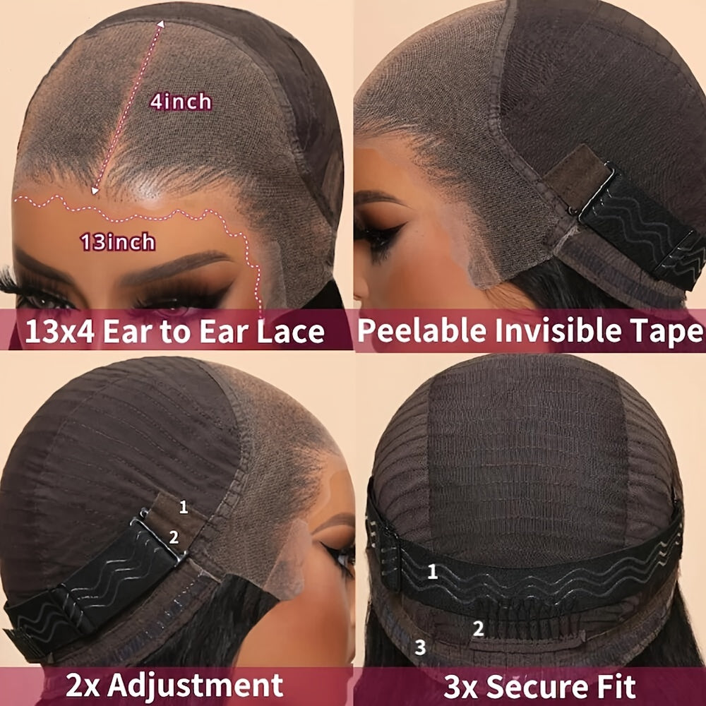 UNice 13x4 Lace Frontal Human Hair Wig Bye Bye Knots Chestnut Brown Ombre Spiral Curls Pre Everything Lace Wig