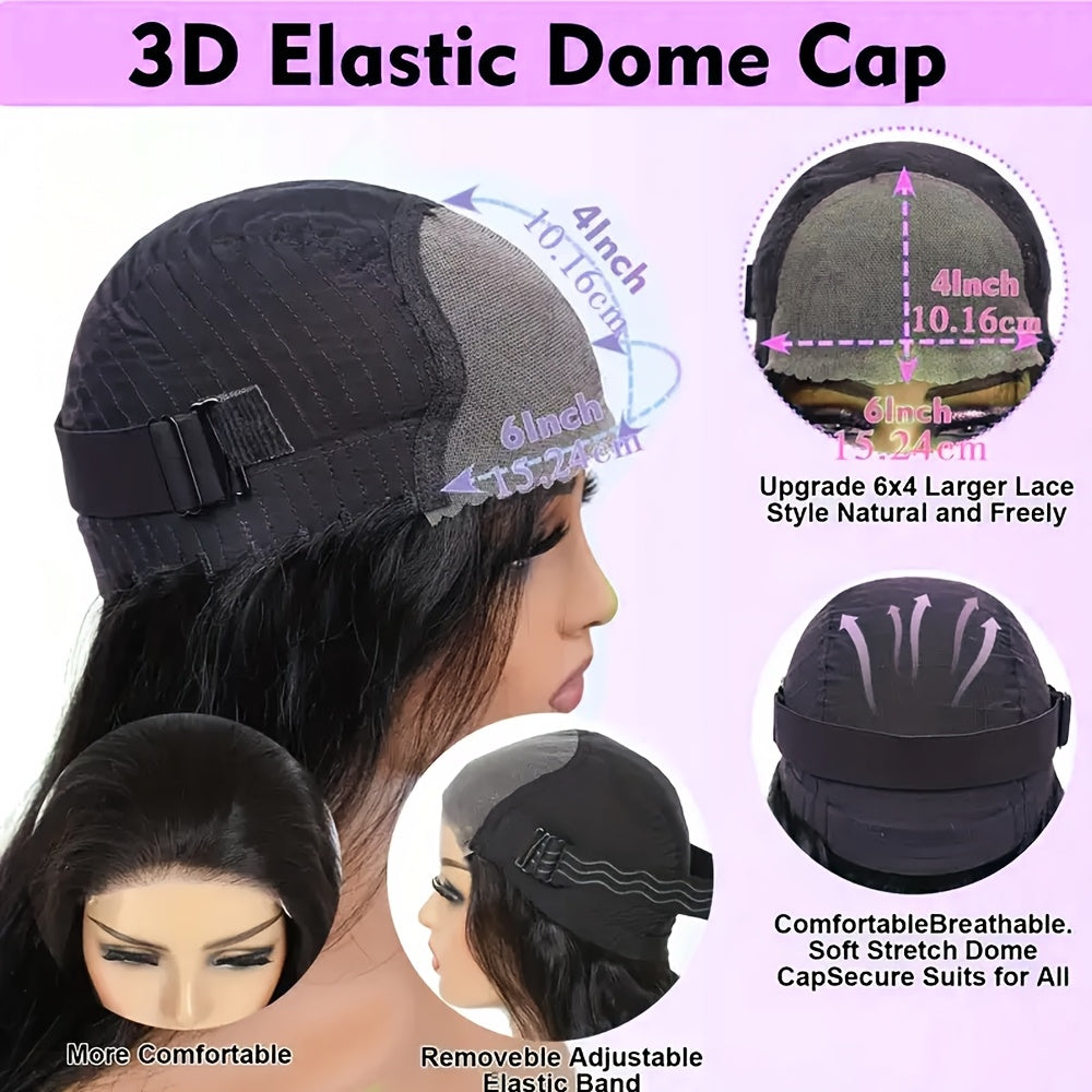 250% Density 6x4 Lace Front Human Hair Wig - 100% Real Remy Hair, Body Wave, Natural Look, Multi-Purpose for Daily Wear, Parties, and Special Events, Suitable for All Occasions, Elegant Style for Women, Special Event Wig | El