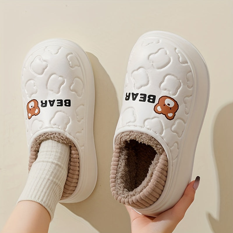 Winter Warm Cozy Waterproof Fleece Lined Slippers - EVA Insulated Home Shoes for Indoor and Outdoor Use, Maternity Slippers for Men and Women