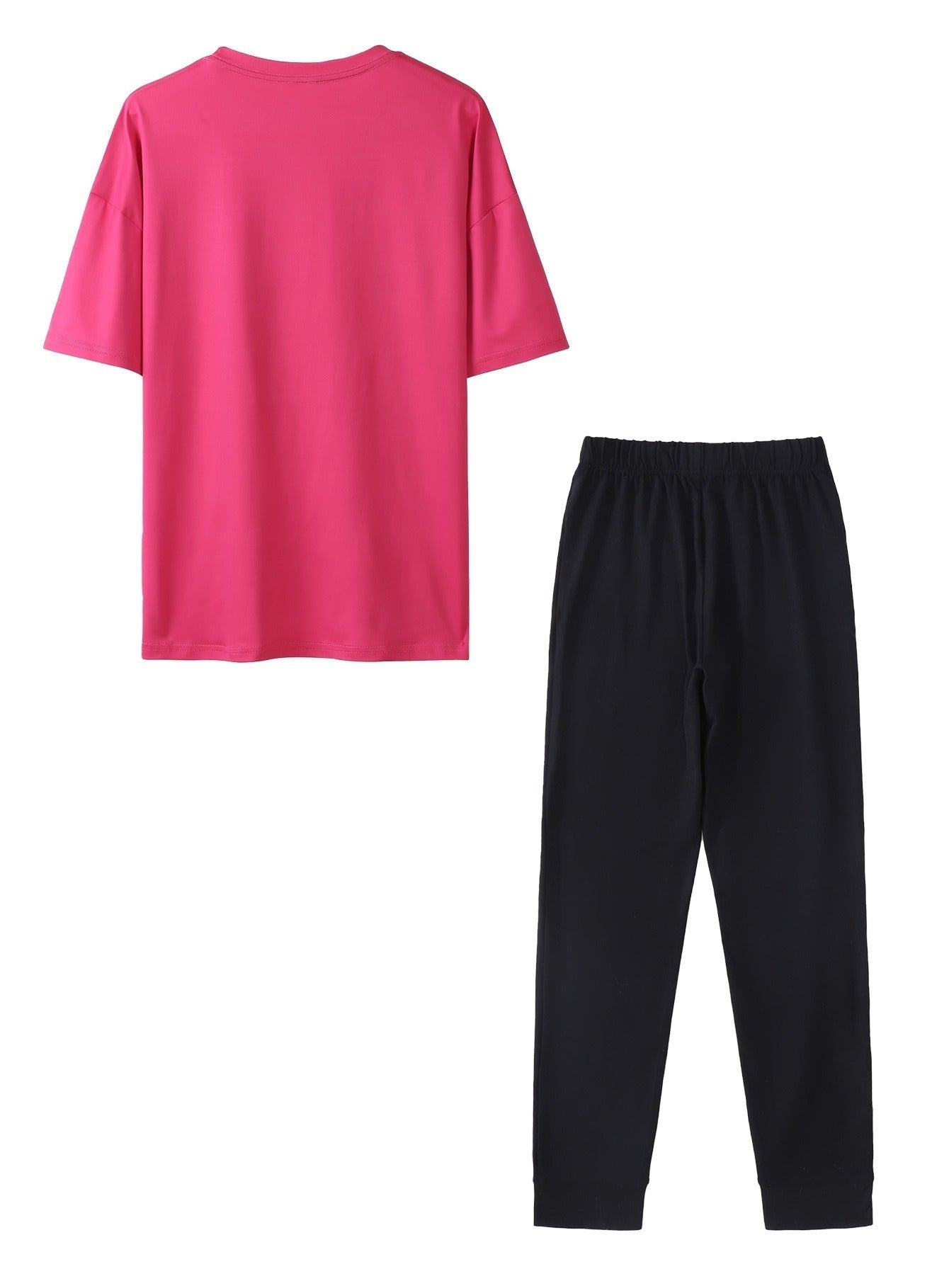 Eiffel Tower Paris-Inspired Women's Casual Outfit - Comfy Short Sleeve Tee & Stylish Pants Set, Machine Washable