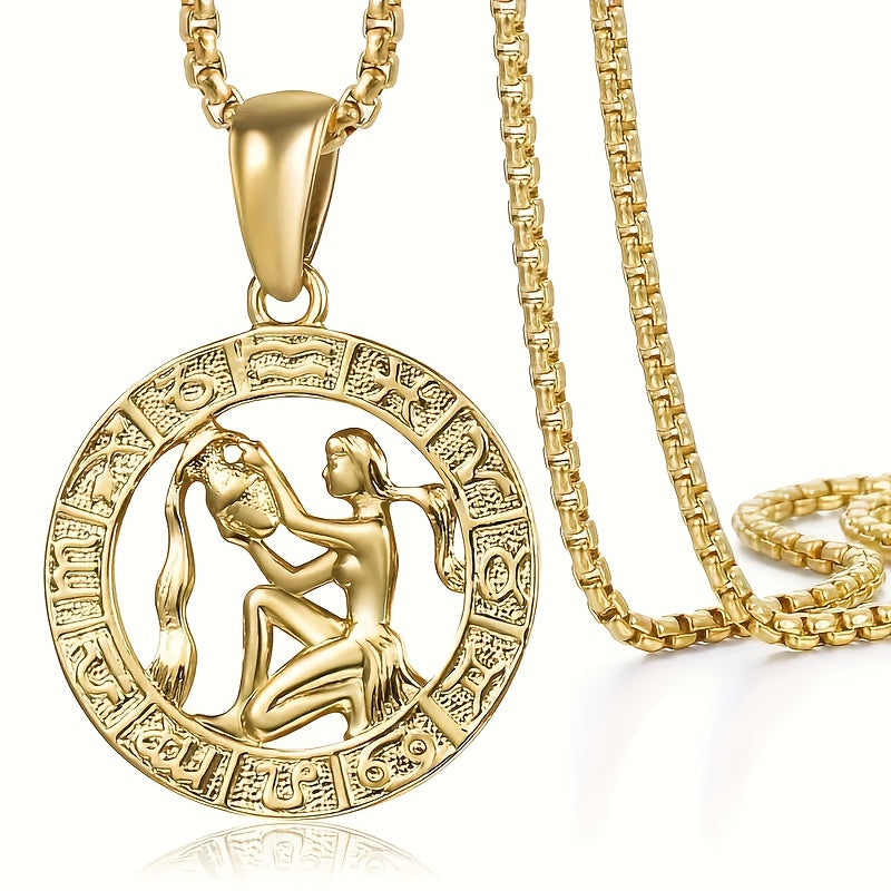 Women'S Men'S Pendant Necklaces 12 Horoscope Zodiac Sign Golden Aries Cancer Scorpio Aquarius Taurus Leo Gemini Virgo Libra Sagittarius Capricorn Pisces 12 Constellations Jewelry Gifts Perfect Birthday Christmas Valentine'S D