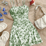 Women's New Floral Print Halter Dress Fashionable Elegant Suitable for All Seasons