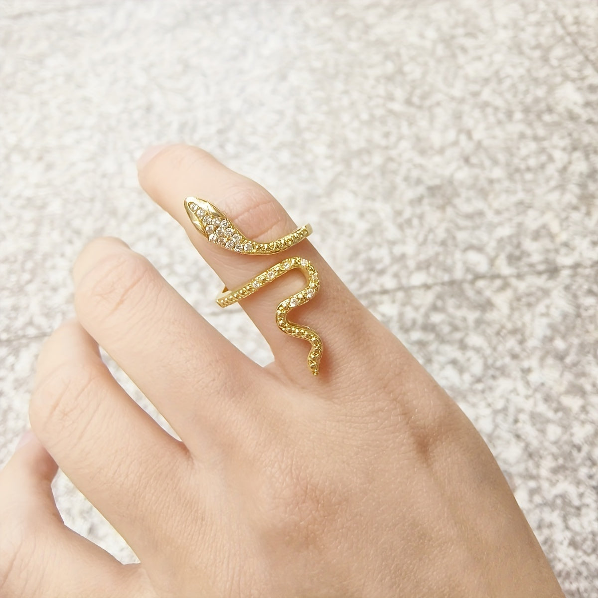 1pc/2pcs/set Women's Fashion Personality Ring, Light Luxury Imitation Zirconia Wrapped Small Snake Opening Adjustable Design Niche High-end Ring, Suitable For Gatherings, Parties And Dates, Women's Daily Wear, Perfect Holiday