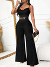 [Off-Shoulder] Elegant Women's Jumpsuit | Polyester/Spandex Blend | Machine Washable | Off-Shoulder, Wide-Leg Design | Women