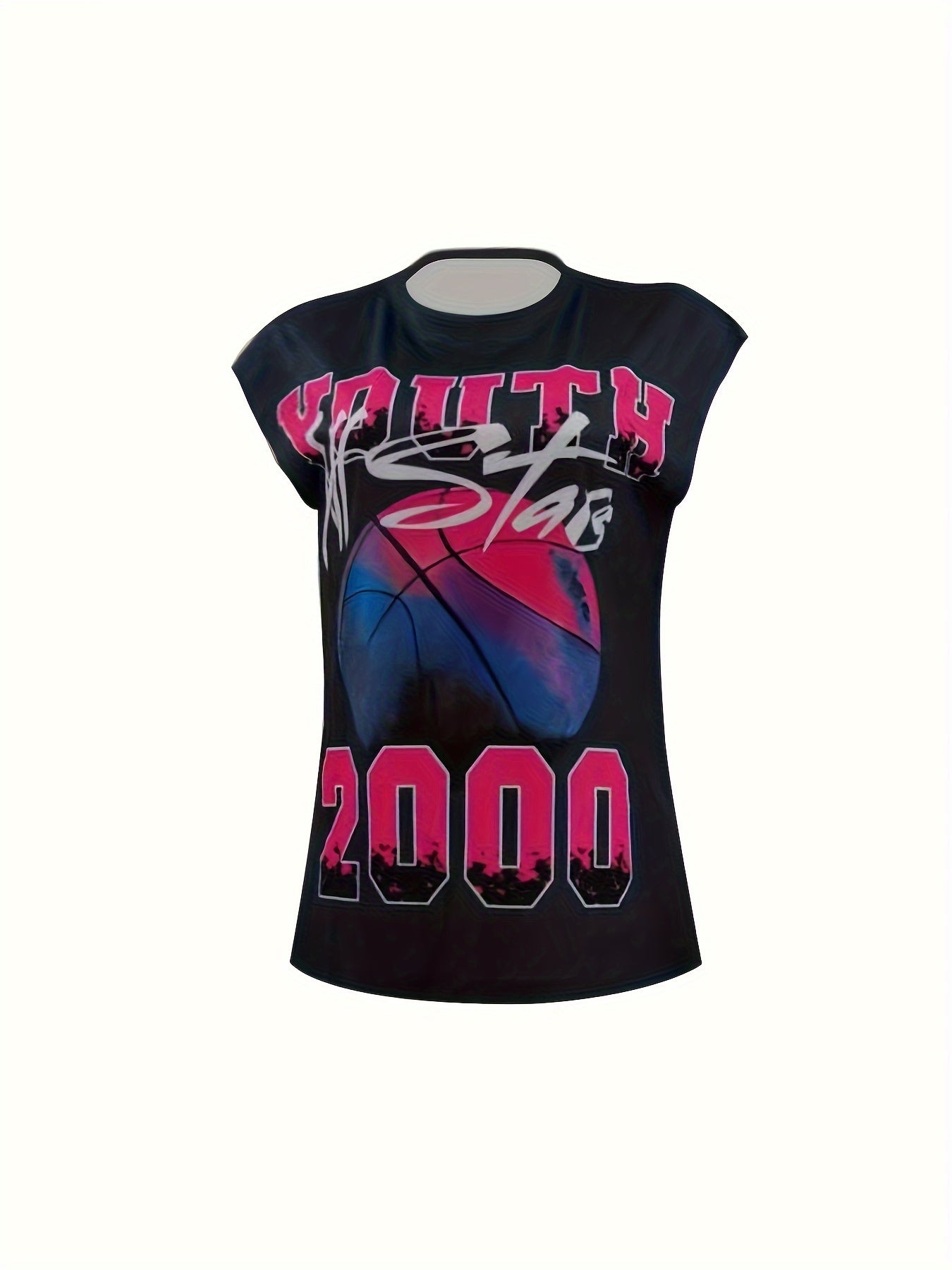 Casual Sleeveless Graphic Letter Print Top - Relaxed Fit Round Neck, Medium Stretch Machine-Washable Spring/Summer Shirt for Casual Attire, Summer Fashion, Trendy Design, Comfortable Fabric