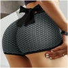 2025 New High-waisted Peach Hip Yoga Pants Honeycomb Fitness Shorts Back Waist Bow Yoga Pants For Women