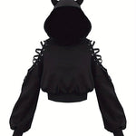 Spring And Autumn Cartoon Hooded Sweatshirts, Trendy Cat Ear Clothes, Fashionable And Cute Women's Clothing