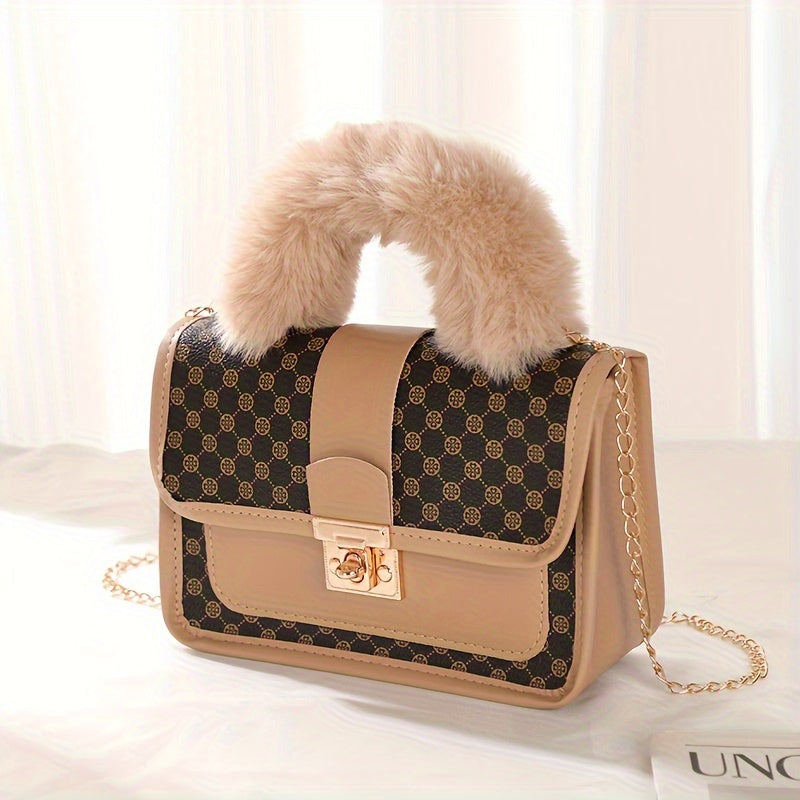 Mini Vintage Crossbody Bag, Retro Fluffy Shoulder Bag, Women's Fashion Handbag & Purse