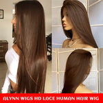 Spring 255% Straight Human Hair Full HD Lace T Part Straight Lace Frontal Wig Chocolate Brown Brazilian Hair #4 Dark Brown 13X6X1 Transparent Lace Front Wig Natural Hairline 13X6 T Part Wig with Baby Hair for Women Daily Wear