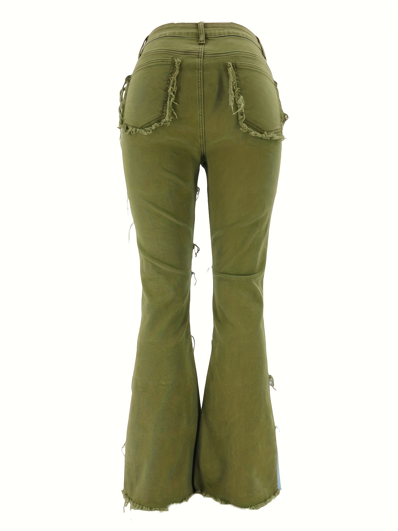 European And American New Fashion Contrasting Patchwork High-waisted Tight Hip Flared Women'S Denim Trousers