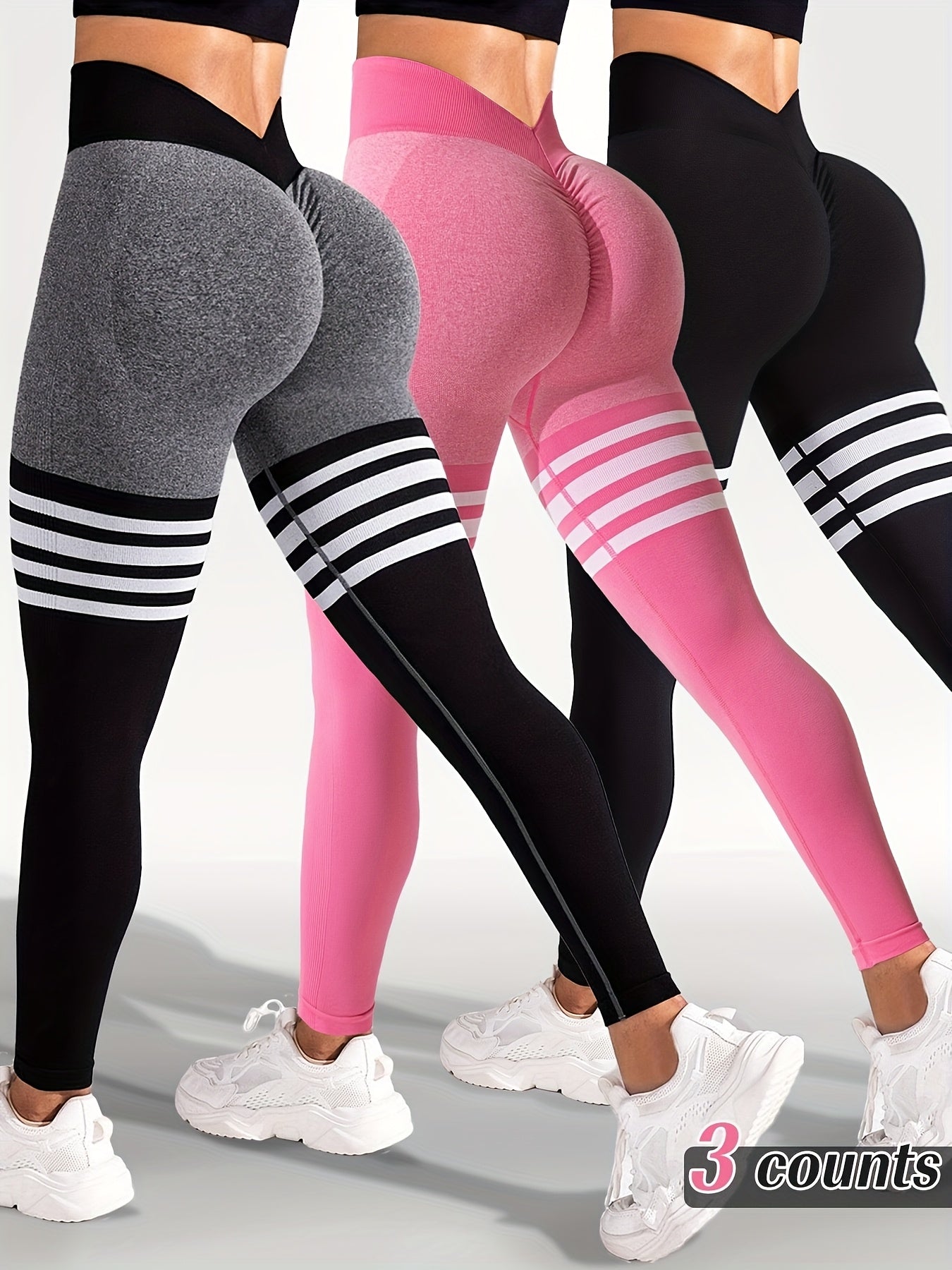 3 Pack High Waisted Leggings For Women Tummy Control Butt Lifting Yoga Pants Workout Compression Tights