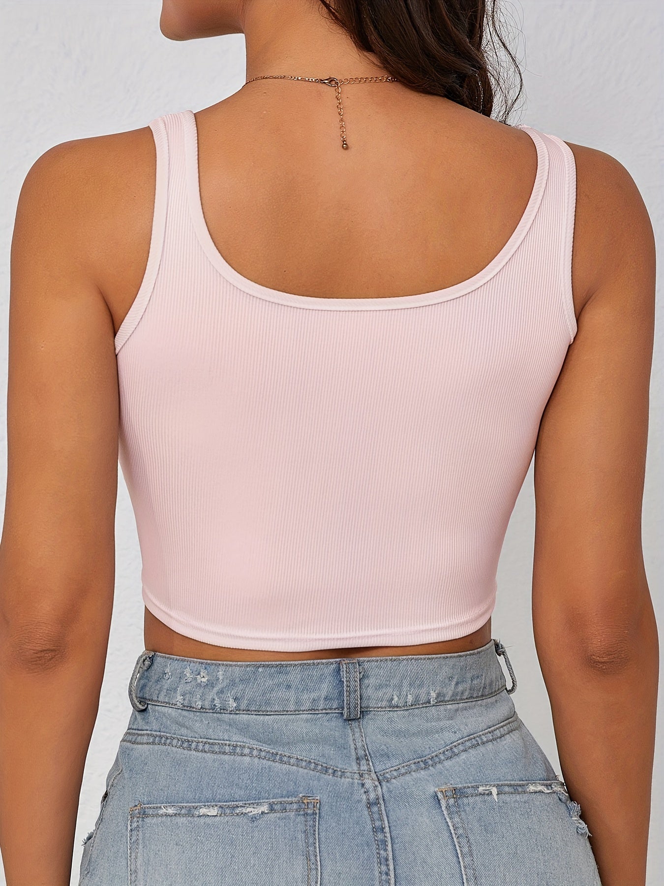 NADIA GO Women's Sleeveless Tank Top - Soft Pastel Pink, Ribbed Polyester-Elastane Blend, Casual Slim Fit Crop Vest for Summer Layering