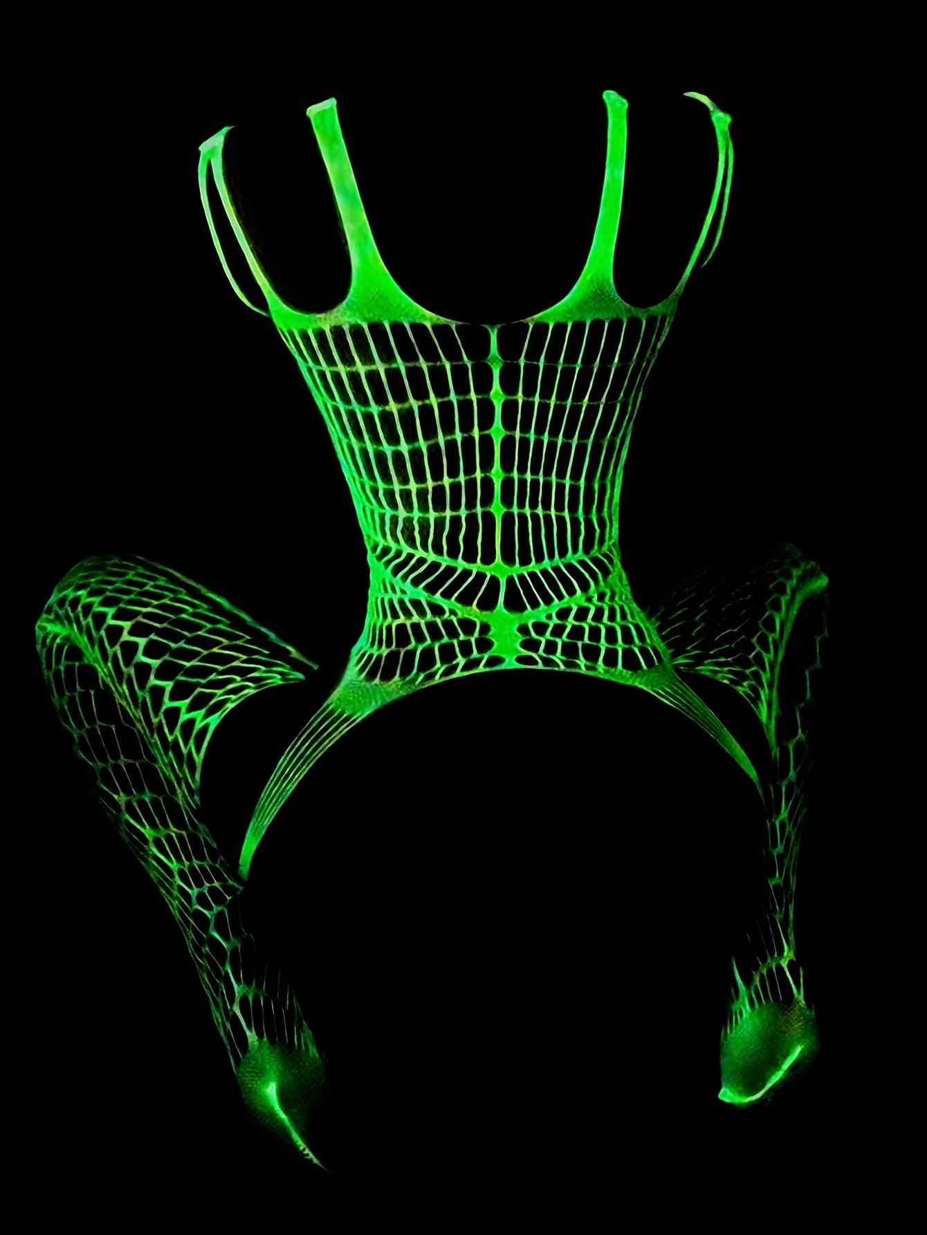 1pc Women's Luminous Fishnet Socks Fishnet Bodysuit Underwear Glowing in the Dark Fishnet Tights See-through Suspender Glow-in-the-Dark Fishnet Stockings Sexy Full Body Stockings Tight Fishnet Stockings Women's Sexuality One-