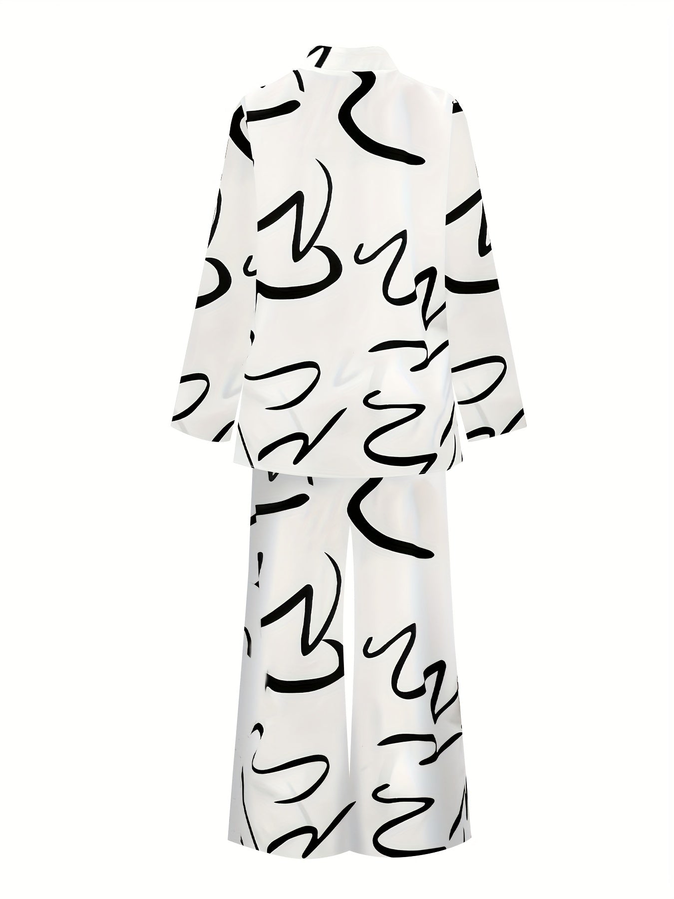 Elegant Women's Leopard Print Pantsuit Set - Spring/Fall Polyester Woven Fabric with Reversible Collar, Full-Print Design, No Detail - Stylish and Comfortable