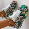 Womens Graffiti Art Sneakers - Stylish Lace-Up Platform Shoes with Comfortable Low Top Design - Perfect for Sports & Casual Wear - Fashionable Skate Style