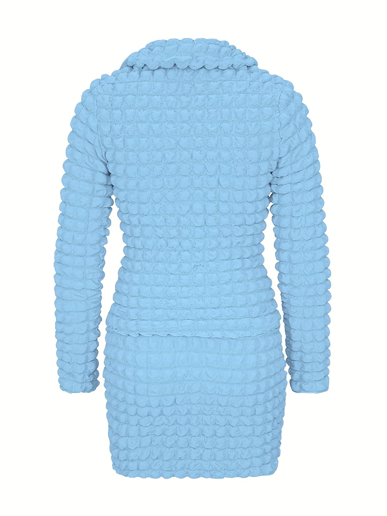 European and American Women's Cross-border 2023 New Bubble Pleated Sexy V-Neck Button Mini Skirt Fashion Two-Piece Set