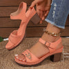 Stylish Women's Cut-Out Sandals - Soft Platform, Chunky Heel, Ankle Buckle Strap, Metallic Accent, Comfortable Walking Shoes for Casual Occasions