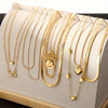 10pcs Vintage Luxury Necklace Set, Heart & Geometric Pendants, Snake Chains & OT Clasp, Alloy, for Daily Wear & Parties, Ideal Valentine'S Day Gift, All-Season Jewelry Collection