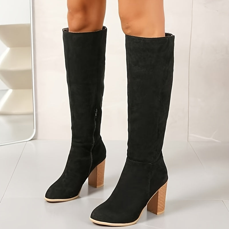 Fashion Forward, Elegant Women's Long Fashion Boots in Light Brown - Non-Slip, Comfortable & Lightweight with Chic Pointed Toe and Side Zipper Closure, TPU Sole, Fabric Lining for Stylish Horseback Riding