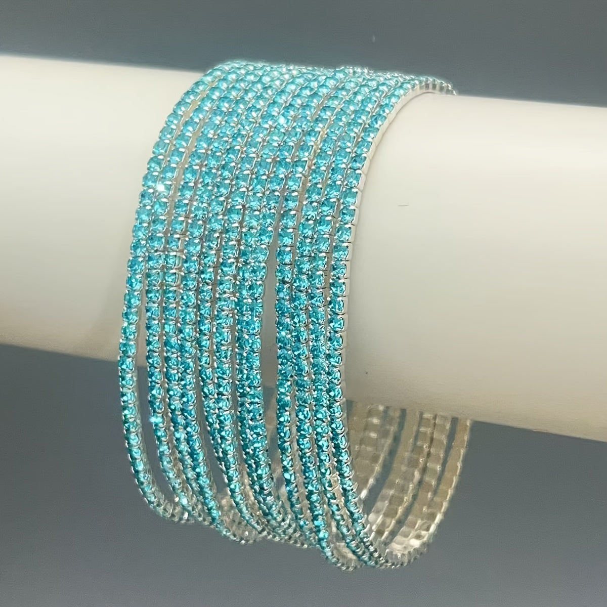 12pcs set of sparkling rhinestone tennis bracelets - elastic, elegant and versatile, suitable for daily dress up or party, ideal gift for lovers, sisters, mothers