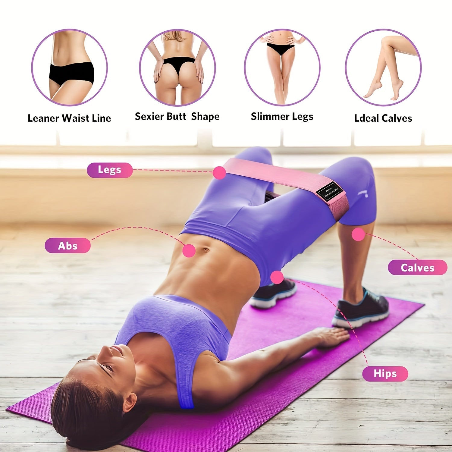 3pcs Resistance Bands For Legs And Butt, Fabric Exercise Loop Bands Yoga, Pilates, Rehab, Fitness And Home Workout, Strength Bands For Booty