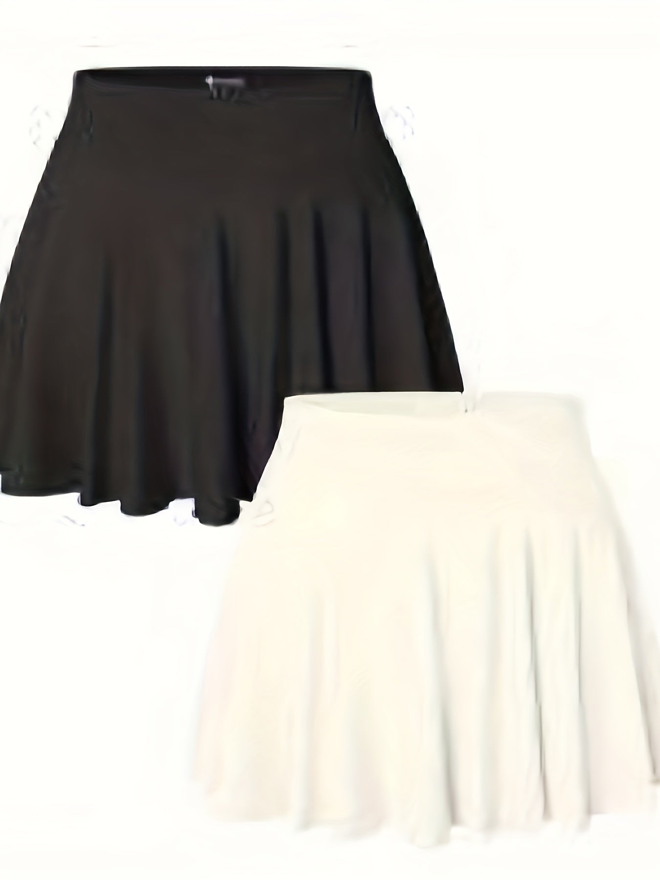 2pcs Women's Stretchy Flowy Mini Skirts - Light Blue & Pink, High Waist, Casual A-Line Cut, Soft Nylon Blend, Perfect for Casual Attire