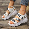 Stylish Comfort Wedge Sandals - Soft, Breathable, Platform Shoes for Women with Letter Detail - Perfect for Beach, Walking, and Casual Occasions