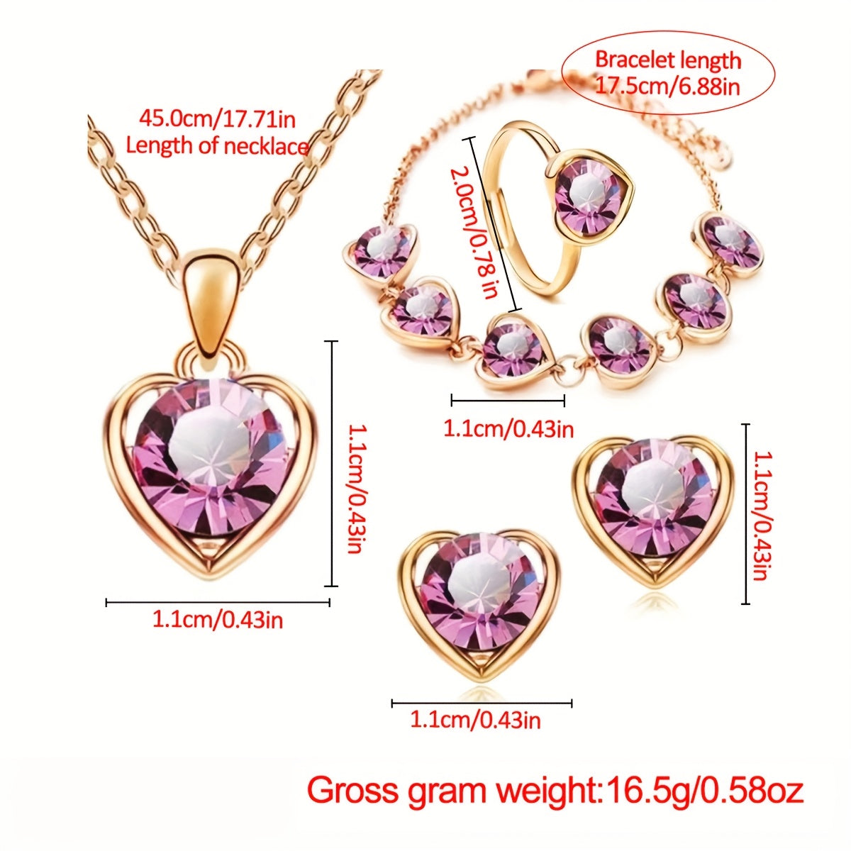 6pcs Elegant Faux Leather & Rose Golden Accessory Set - Heart-Shaped Watch, Bracelet, Necklace, Earrings with Pink Rhinestones - Perfect Mother'S Day Gift for Moms, Everyday Style, Everyday Accessory Set|Fashionable Gift Set|