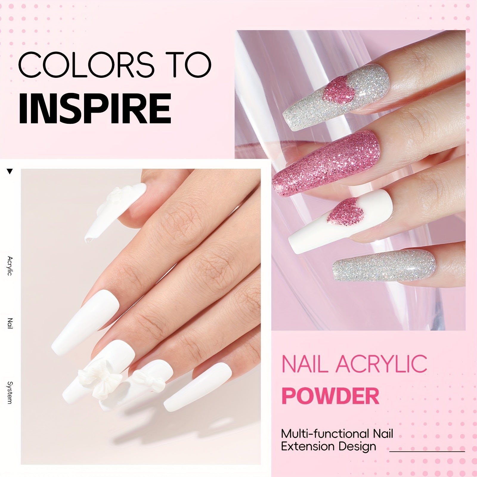 Acrylic Nail Powder Kit with Nail Lamp & Drill – 37PCS Acrylic Nail Set for Beginners & Professionals – White, Pink, Clear Powders + Tools & Decorations