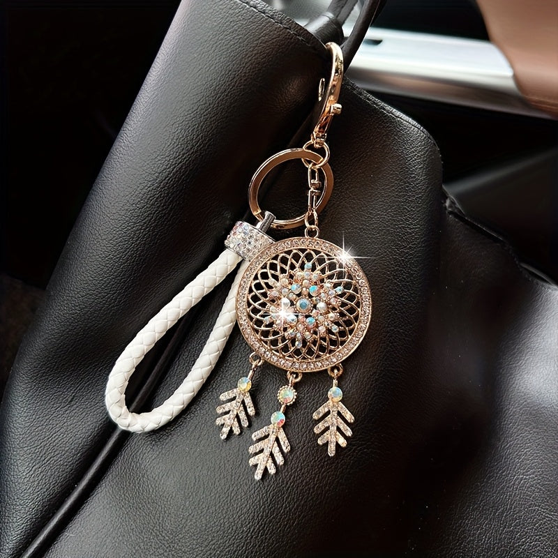 Elegant Rhinestone Dreamcatcher Keychain - Durable Alloy with Lobster Clasp, Perfect for Women'S Handbags & Car Accessories, Birthday Gift Idea, Car Keychain | Elegant Keychain | Rhinestone Embellishments, Keychain for Purse