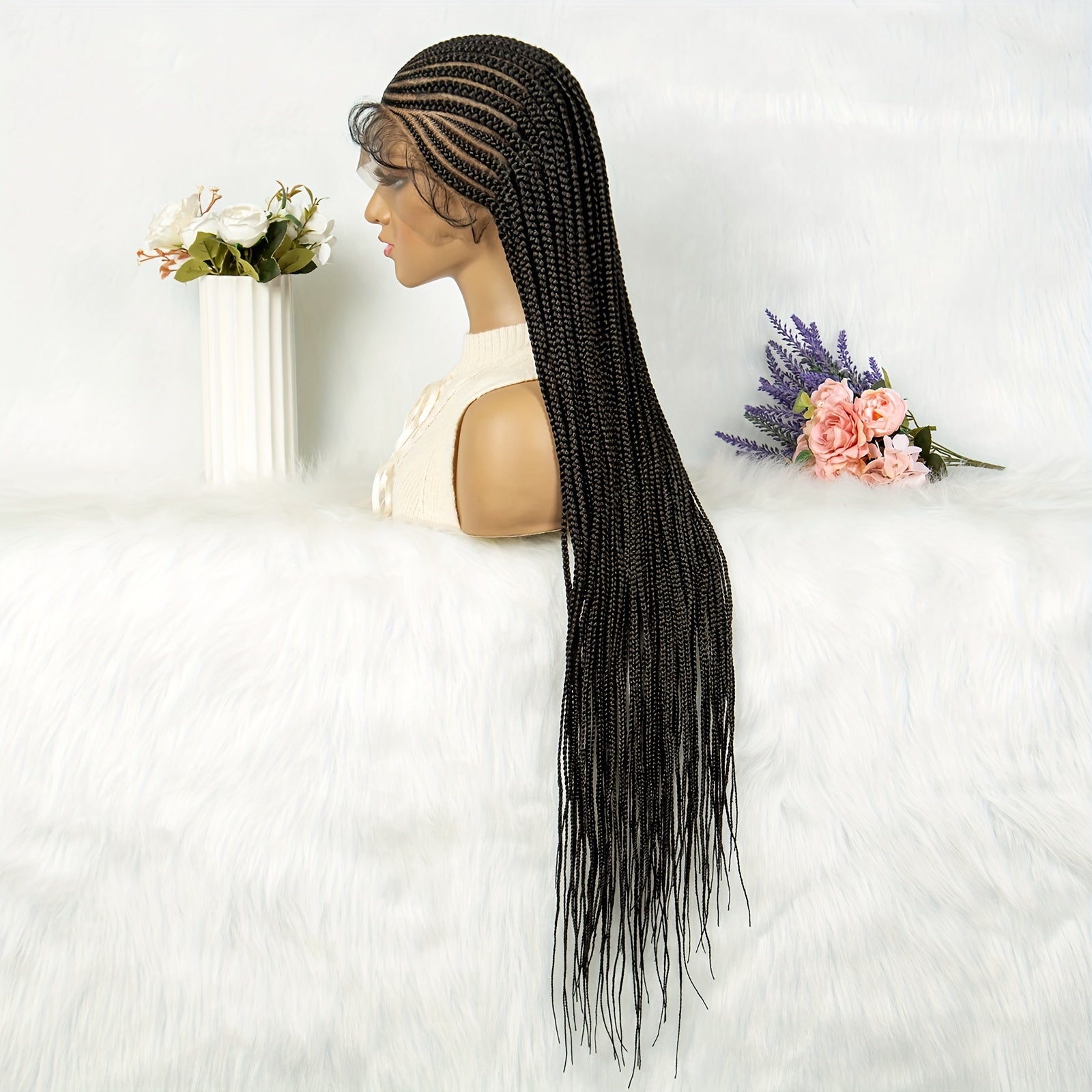 36 Inch Conrow Braided Wigs Lace Front Braided Wigs For Women Lace Braided Wigs Box Braid Wig Blended Handmade Braided Lace Front Wigs