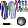 1 Box Holographic Chrome Nail Glitter, Rainbow Unicorn Mirror Effect Pigment, Multifunctional Nail Art DIY Decor with Sponge Applicator, Hypoallergenic Square Shaped Flakes for Arts