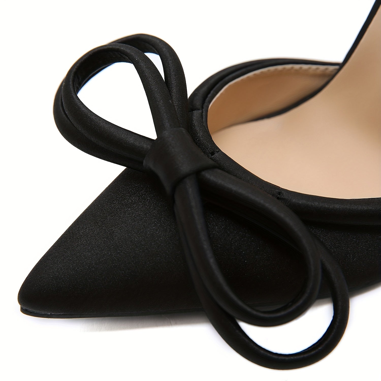 Elegant Bow-Knot Pointed Toe Stiletto Pumps, Solid Color Fabric Upper, Rubber Sole, with Huizhou Crafted for Women'S Fashion Party Shoes, Spring Season